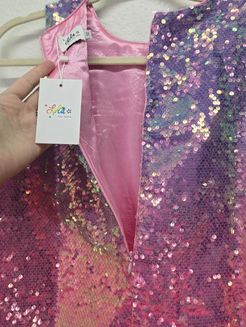Lola & The Boys Girls Mermaid Magic Sequin Shift Dress Sz 14 NWT Rose Ombre